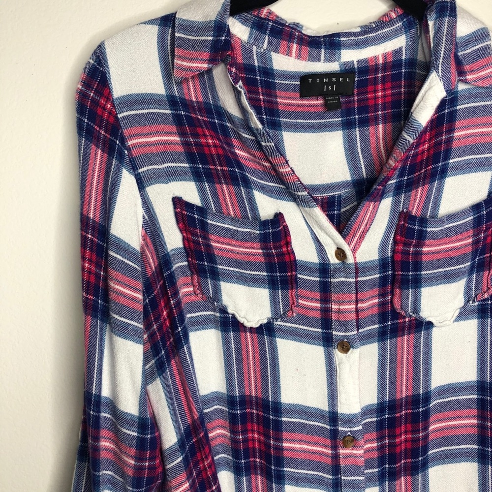 🤩*LIKE NEW* Tinsel Button-Up Flannel Top - Picture 3 of 8